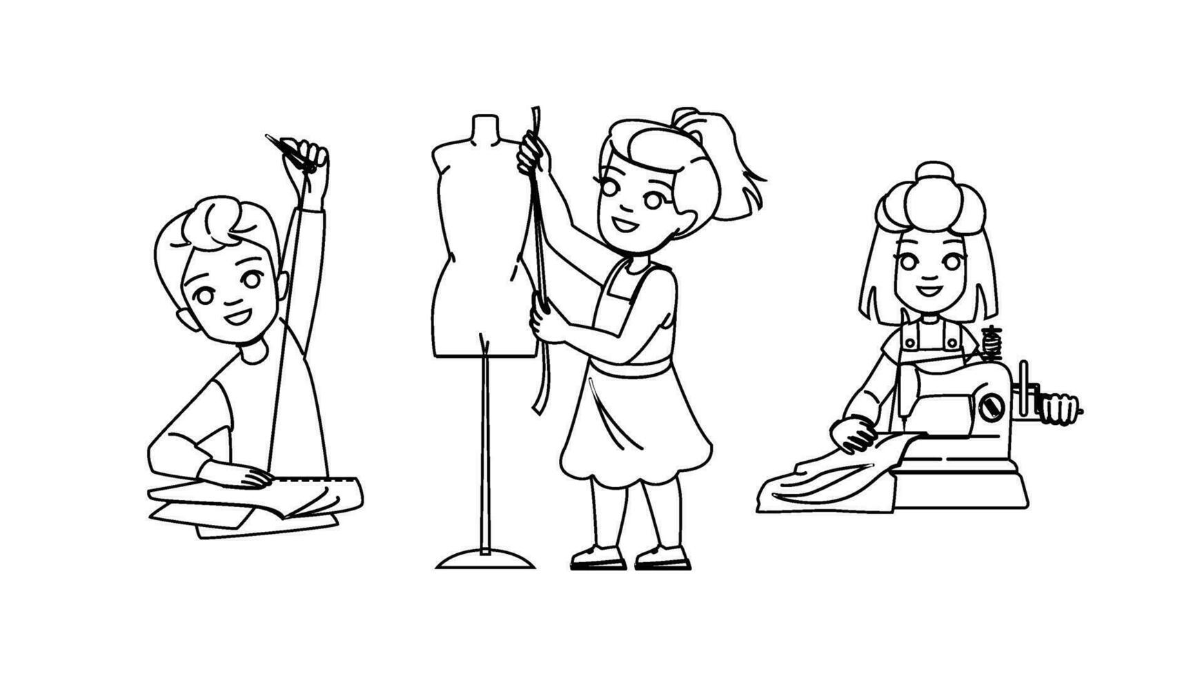 embroidery sewing kid vector