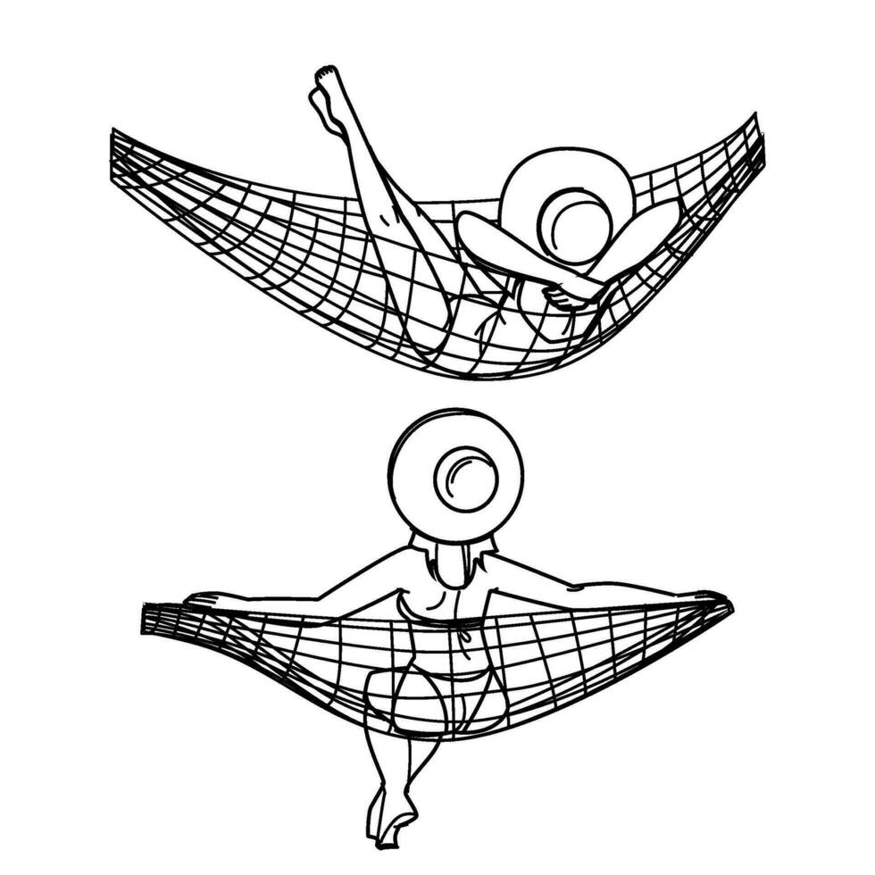 summer woman hammock beach vector