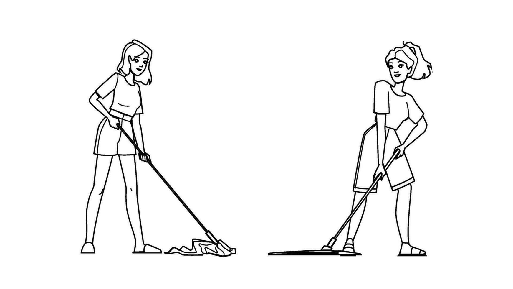 clean mopping floor vector