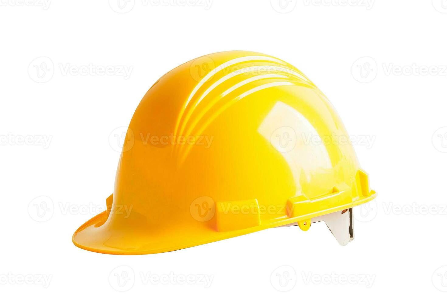 Yellow helmet isolated on white background with clipping path, protect to safety for engineer in construction site. photo