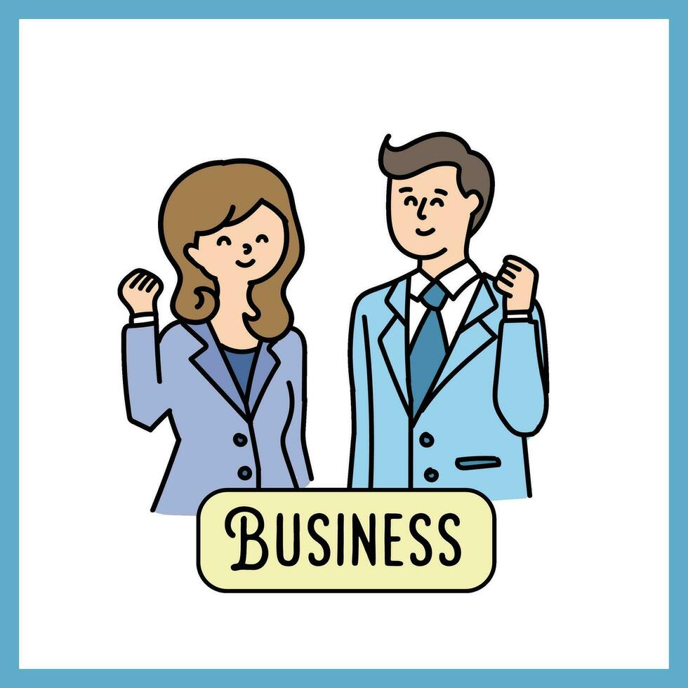 Business partners illustration - Business people in hand drawn style vector