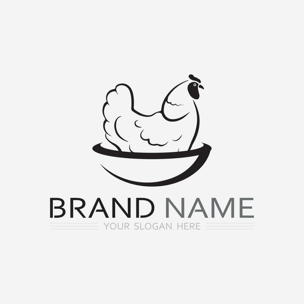 chicken logo  rooster and hen logo for poultry farming  animal logo vector illustration design