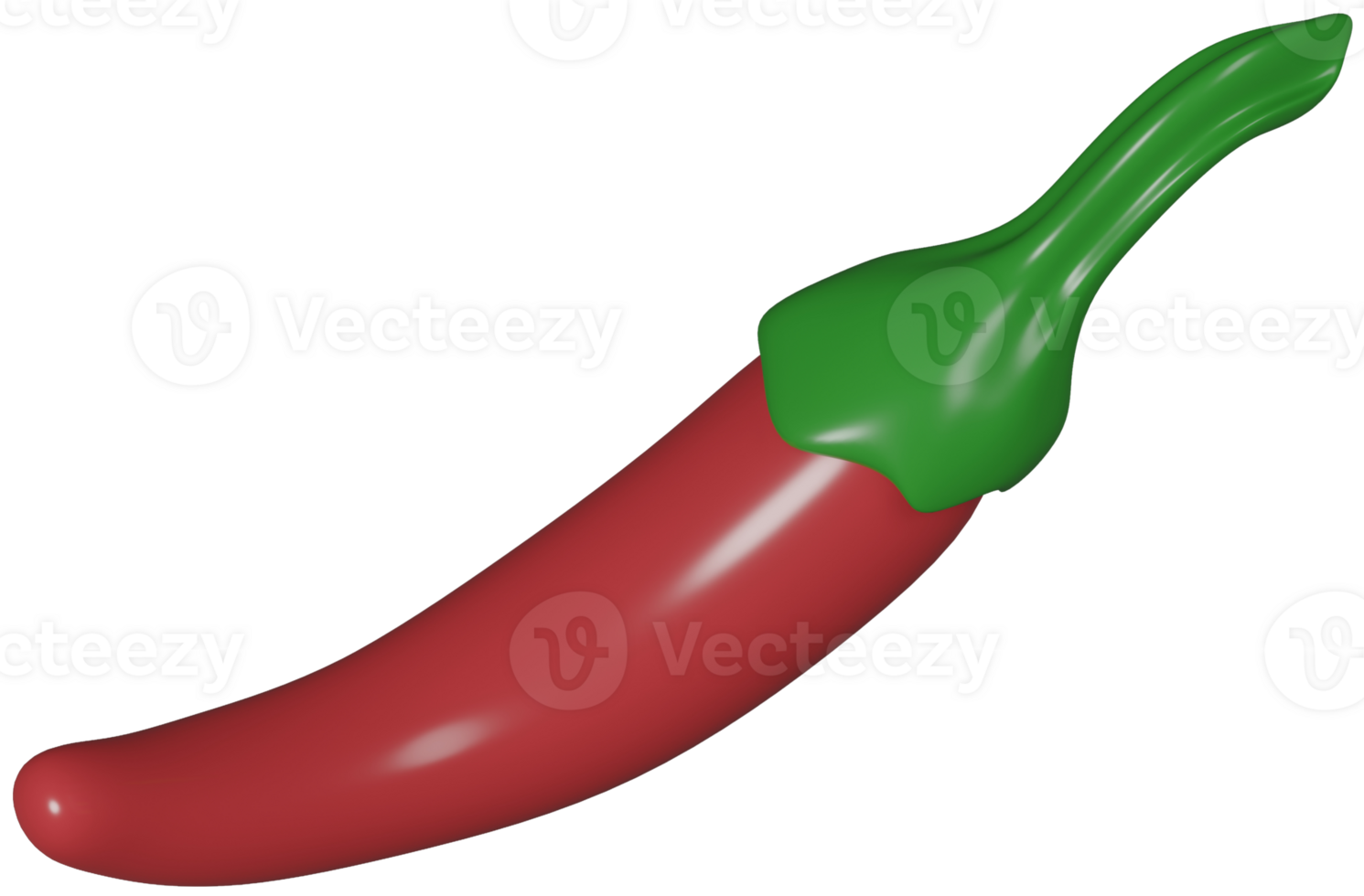 3D illustration render vegetable red pepper on transparent background png