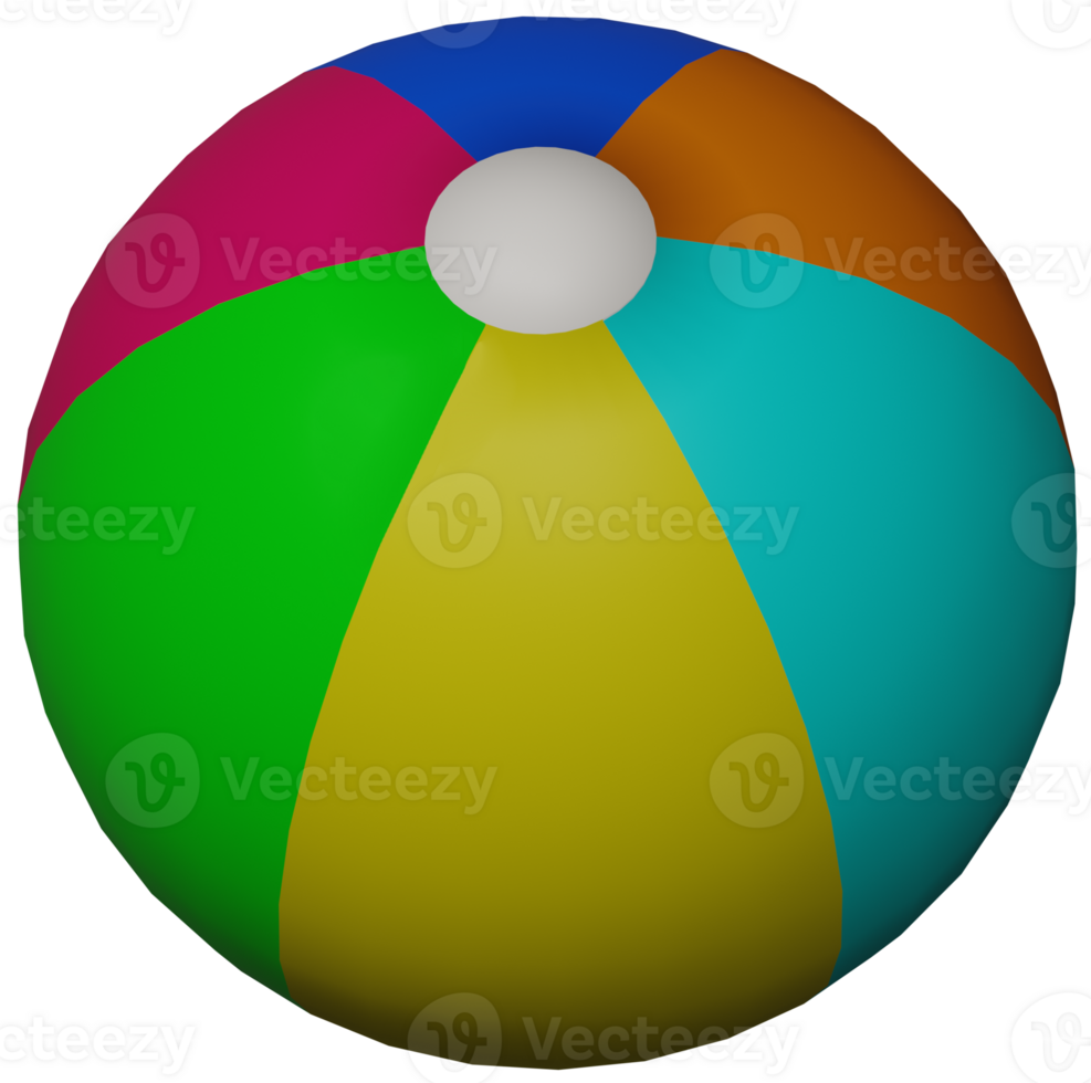 3d illustratie geven speelgoed- lucht strand opblaasbaar veelkleurig bal Aan transparant achtergrond png