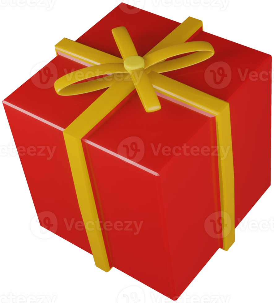 3D model of a wrapped gift with a bow on transparent background png