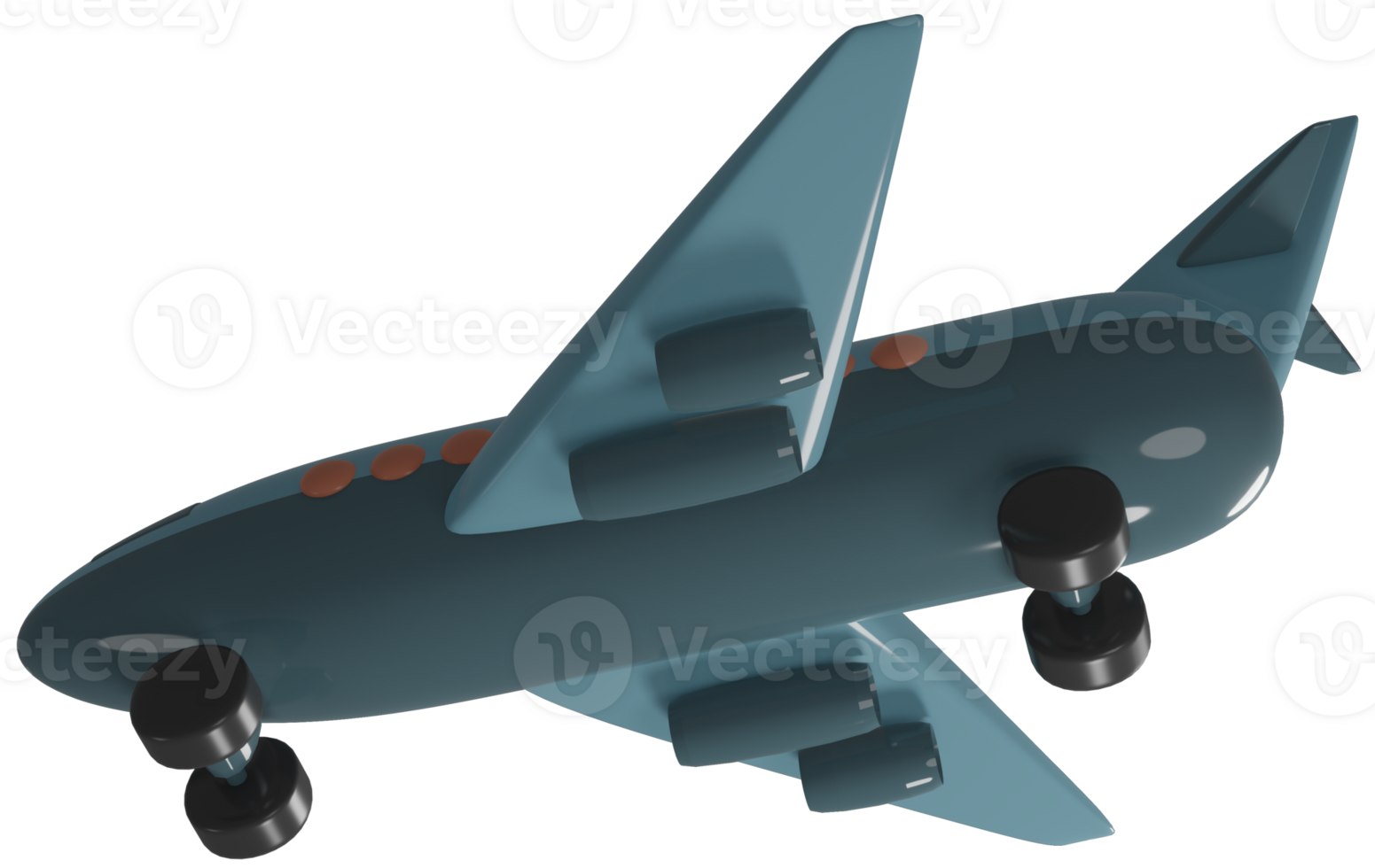 3D model of an airplane children's toy on transparent background png