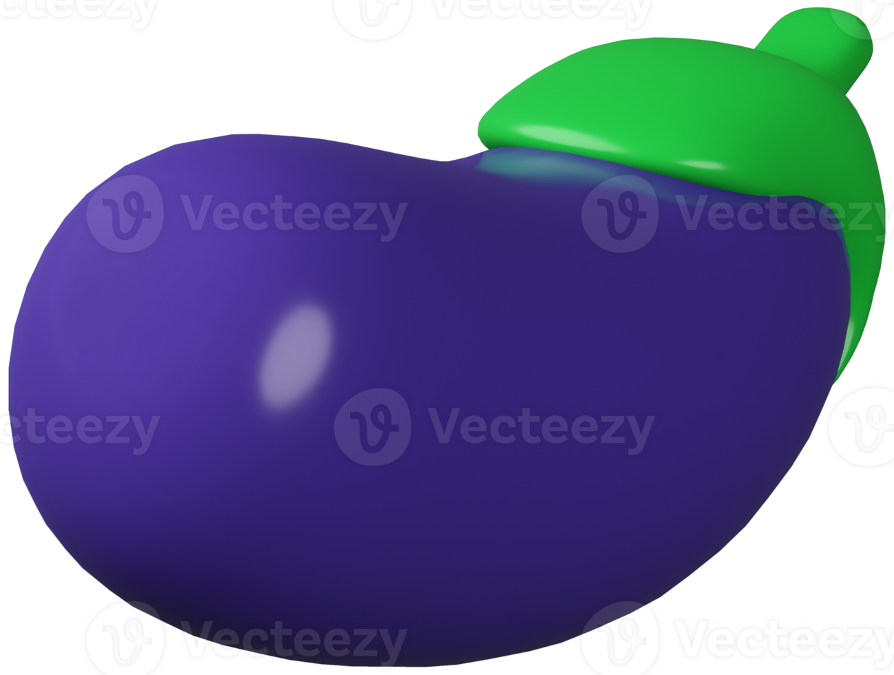 3D model vegetable eggplant toy made of plastic on transparent background png