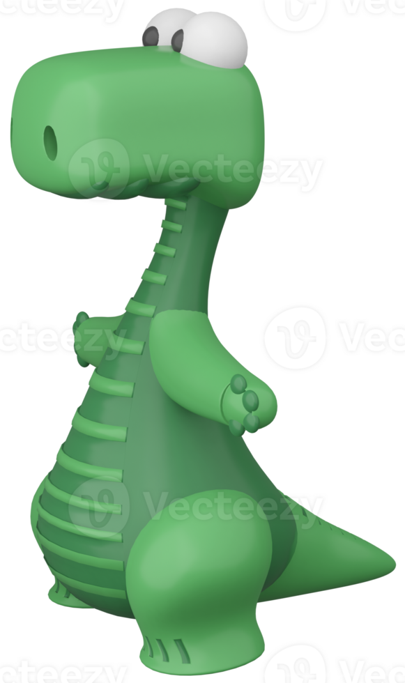 3d illustratie geven groen gestileerde dinosaurus karakter jongen Aan transparant achtergrond png