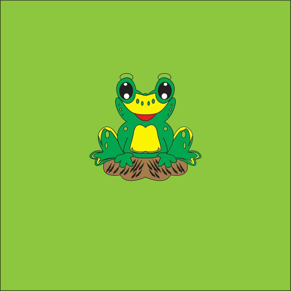 green frog sticker on the leaf vector