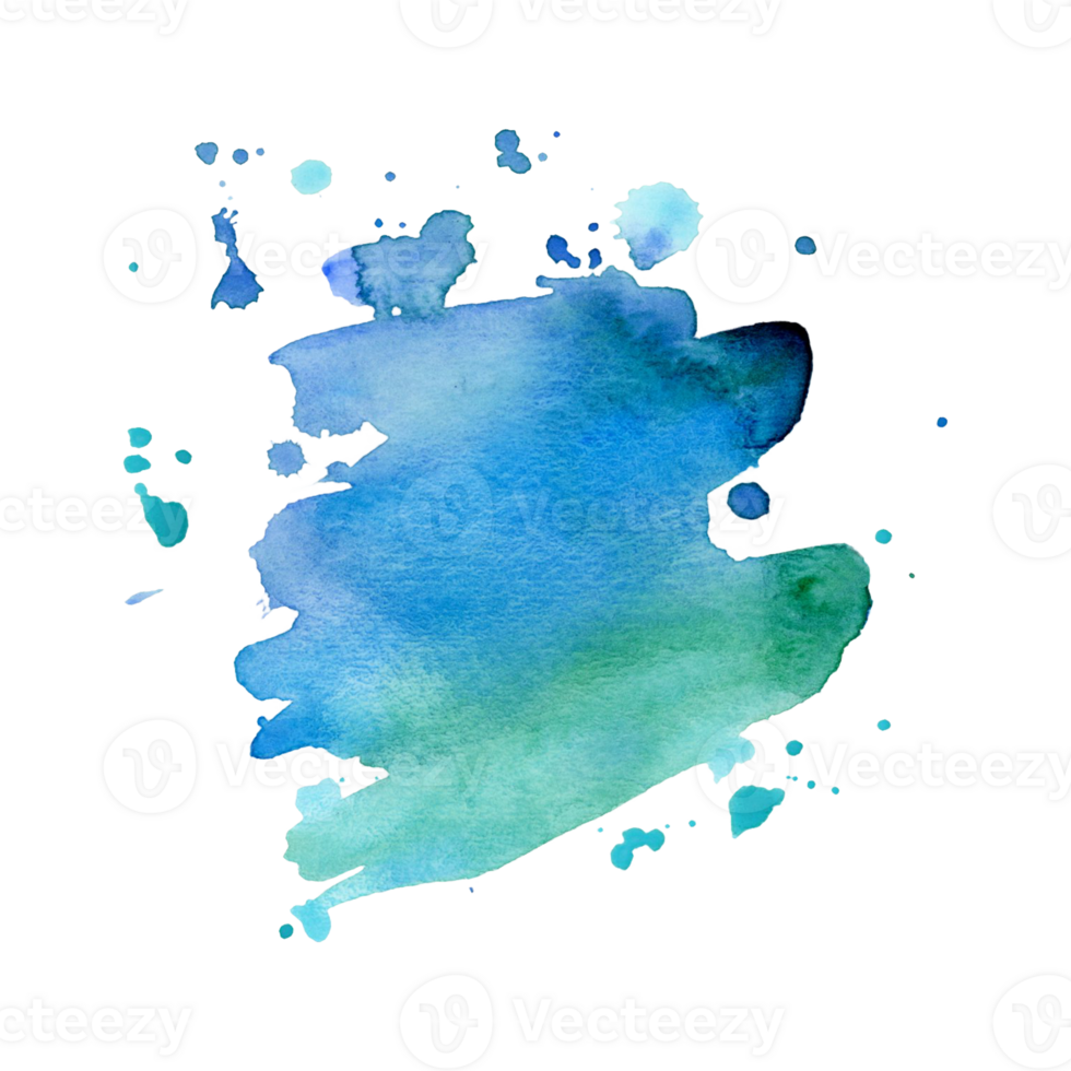 Blue green brush strokes and watercolor splashes of sea or ocean water illustration. Hand drawn artistic background for nautical marine designs png