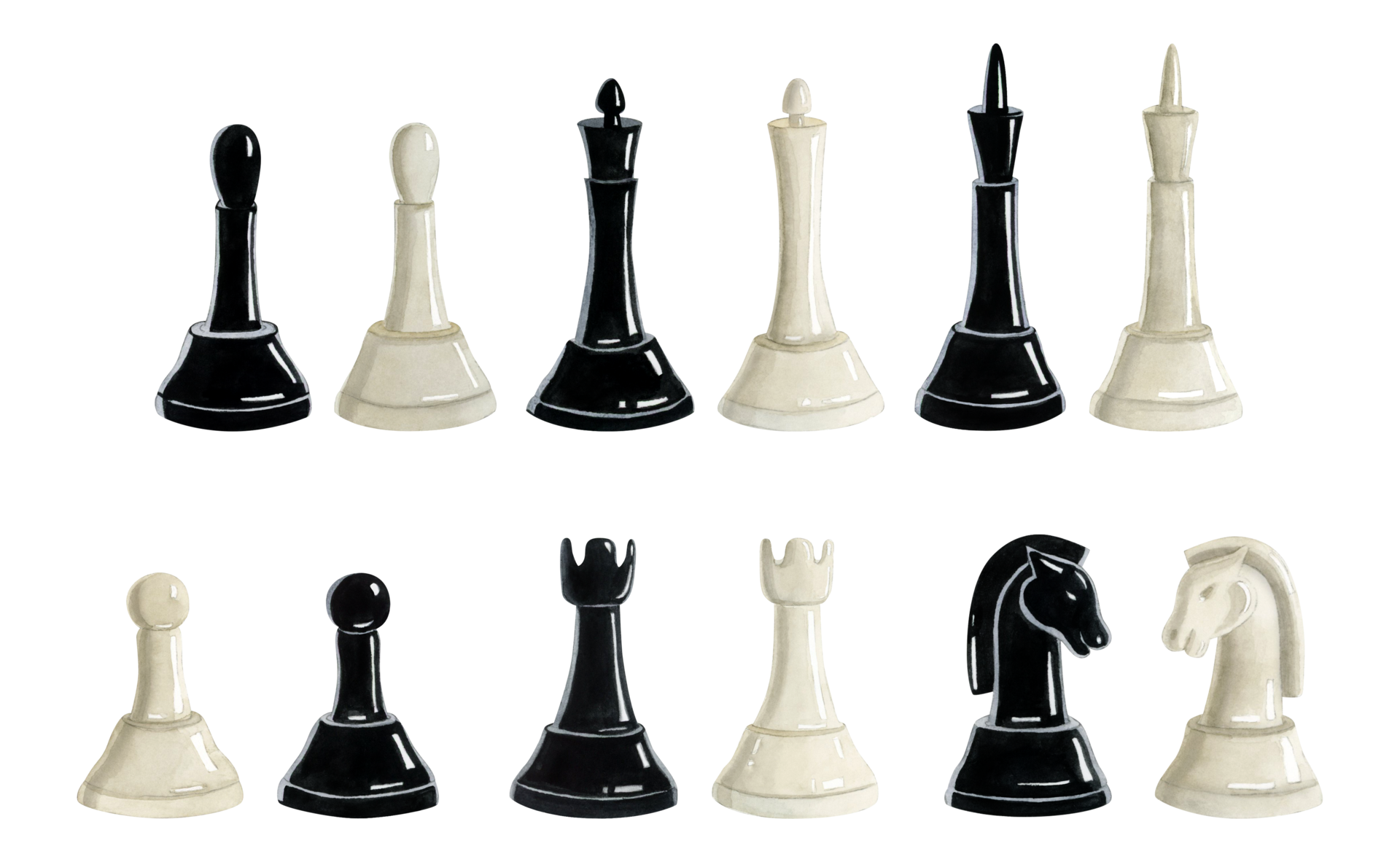 Peças De Xadrez, Sem Costura, De Xadrez, De Desenho Preto E Branco Plano.  Figuras Pawn Rei Rainha Bispo Cavaleiro Torre Ilustração do Vetor -  Ilustração de cavaleiro, desenho: 196208793