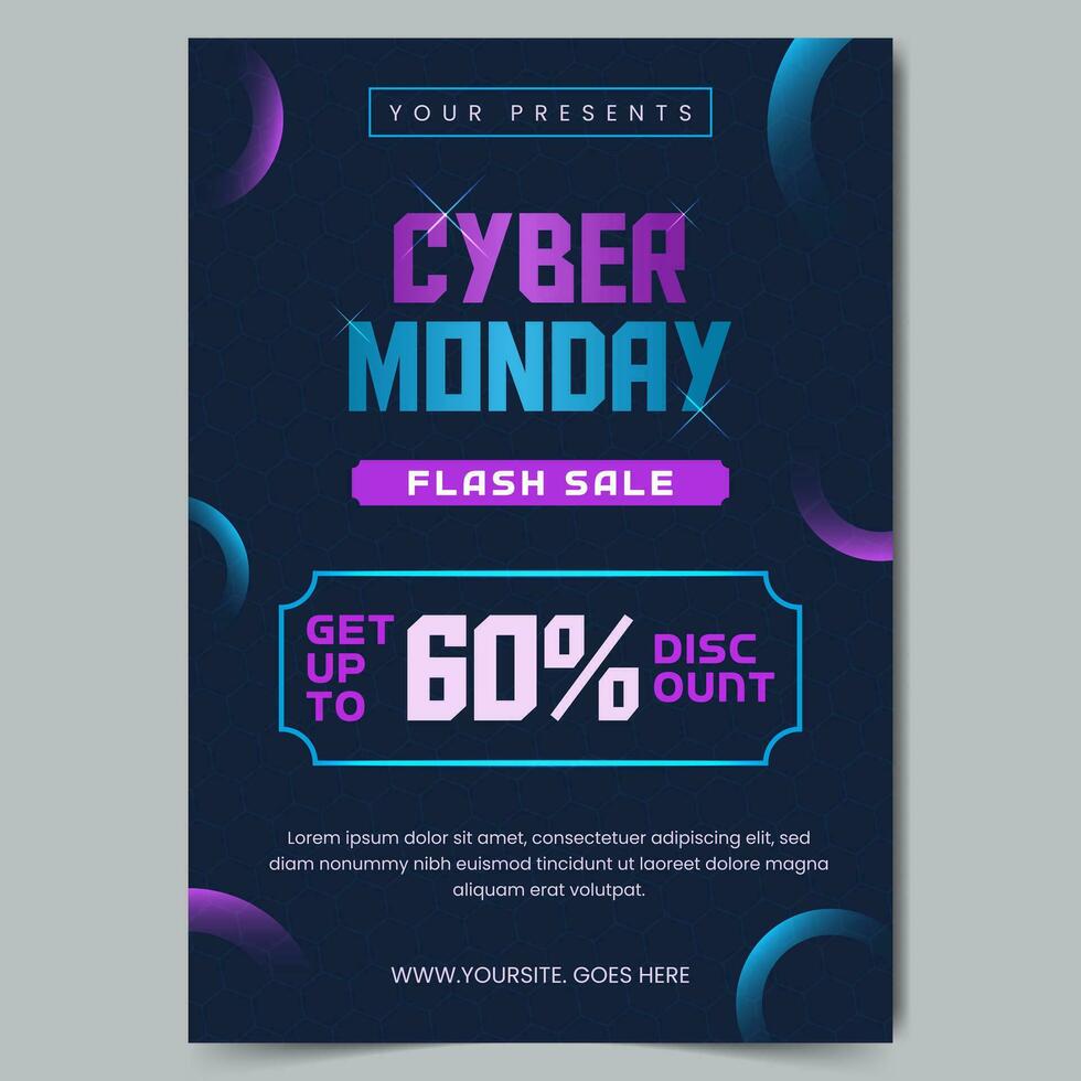 Cyber Monday November 30th poster design with flash sale and promo discount on isolated background vector