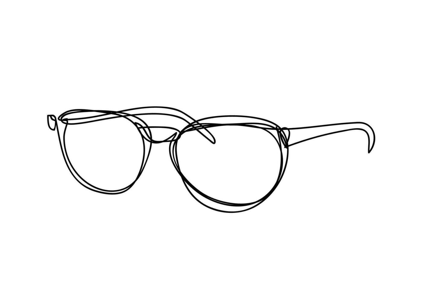 glasses ,line drawing style, continuous line art , vector illustration