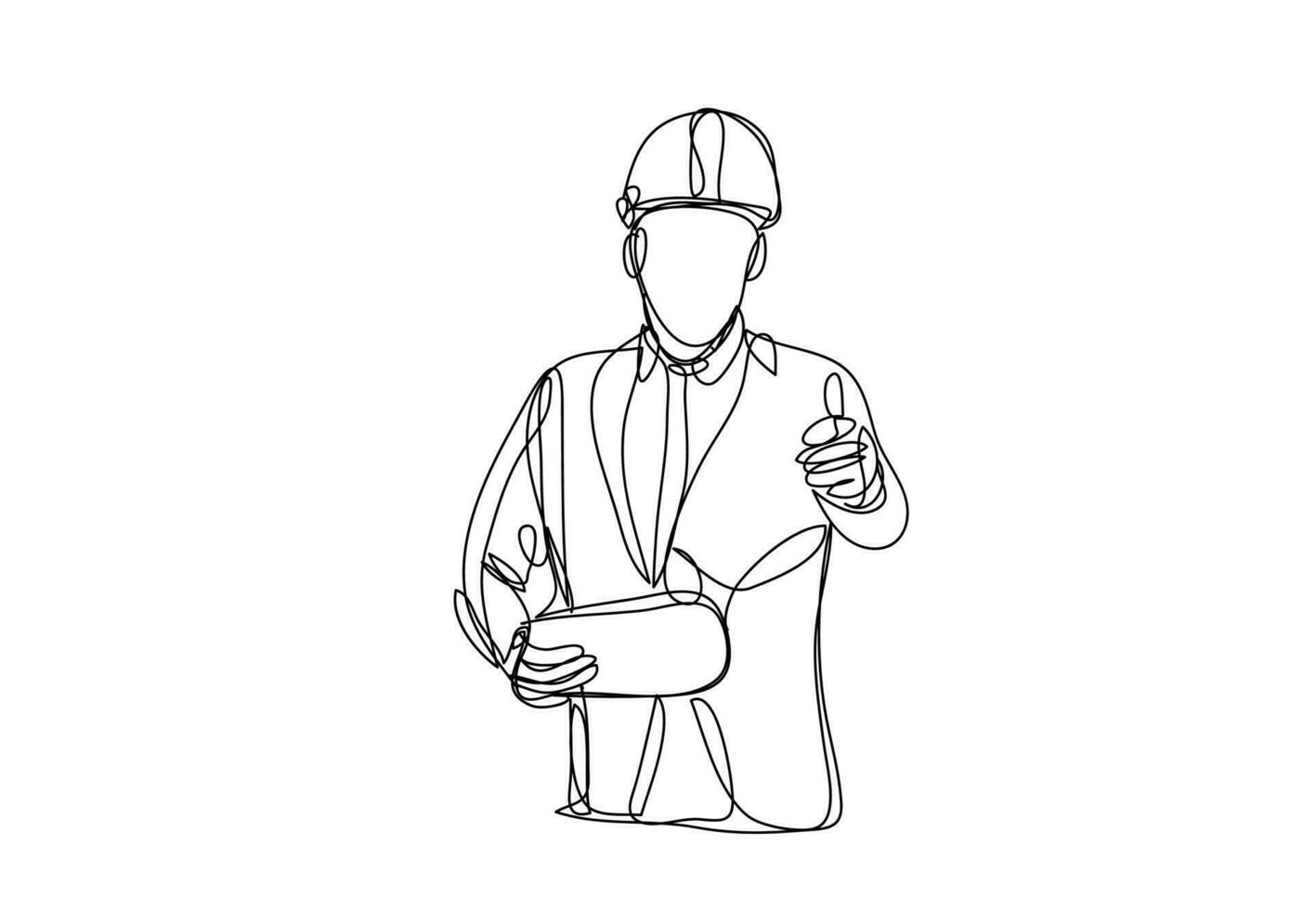 continuous line art , Civil engineer, Architects and worker, vector illustration