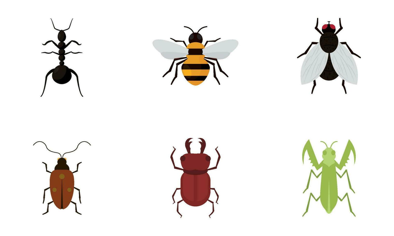 Set of different colored insect icons Vector