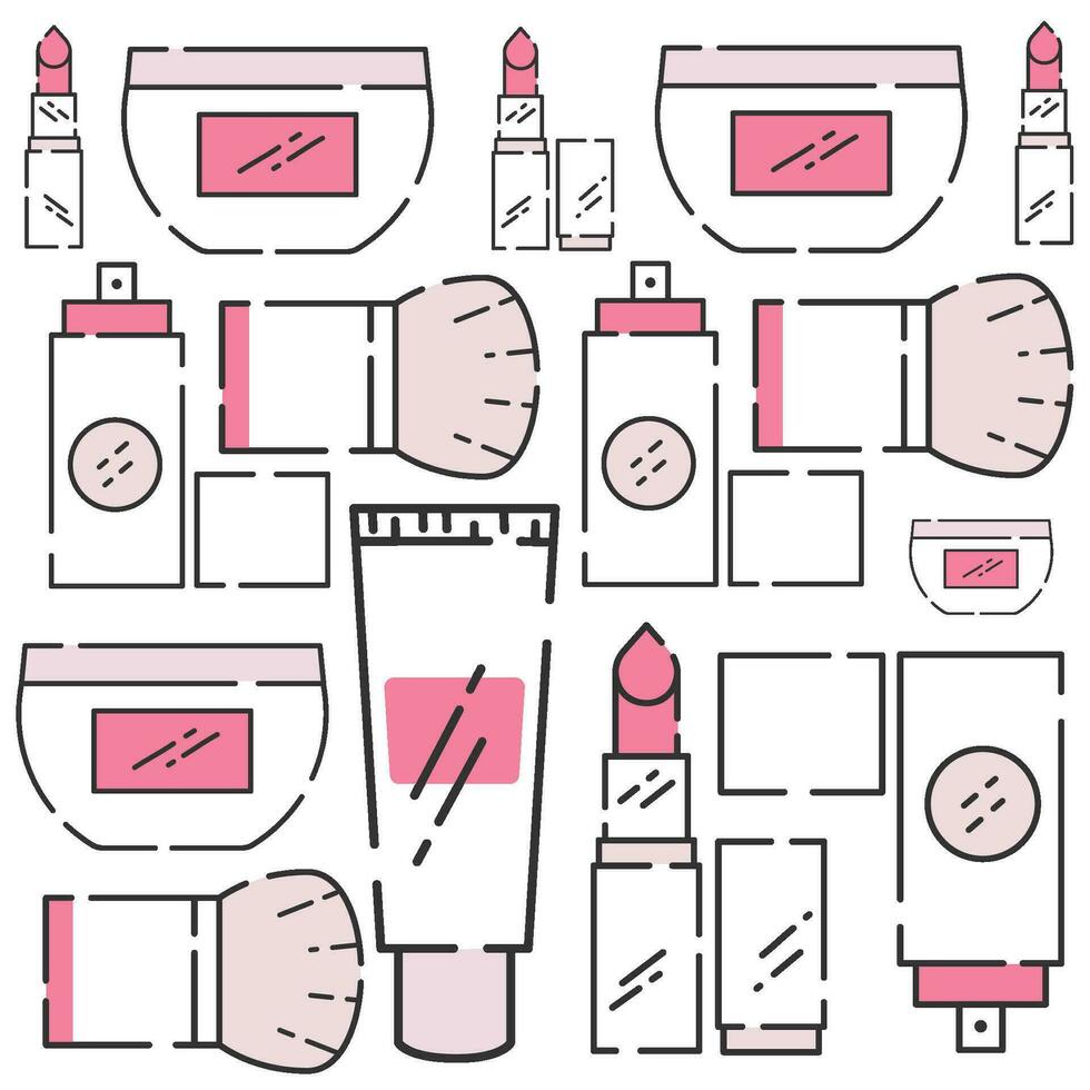 Pattern of make up icons Fashion icon Vector