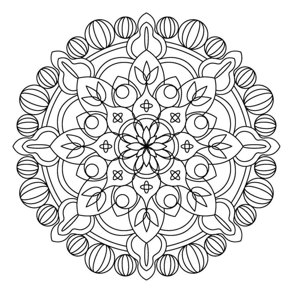 Isolated colorless mandala pattern drawing Vector