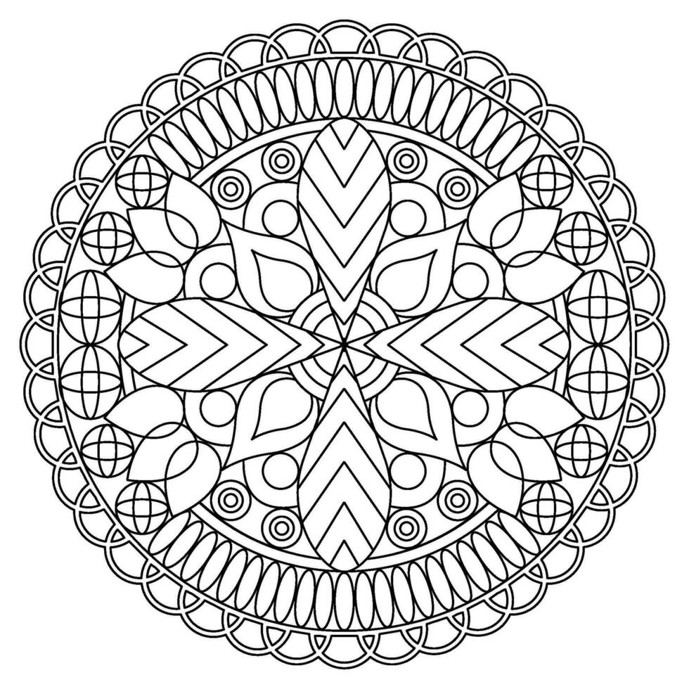 Isolated colorless mandala pattern drawing Vector