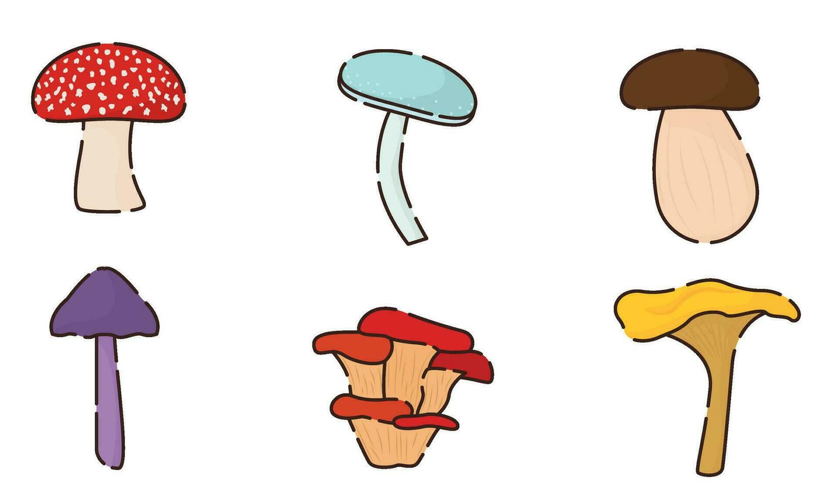 Sert of different colored mushroom icons Vector