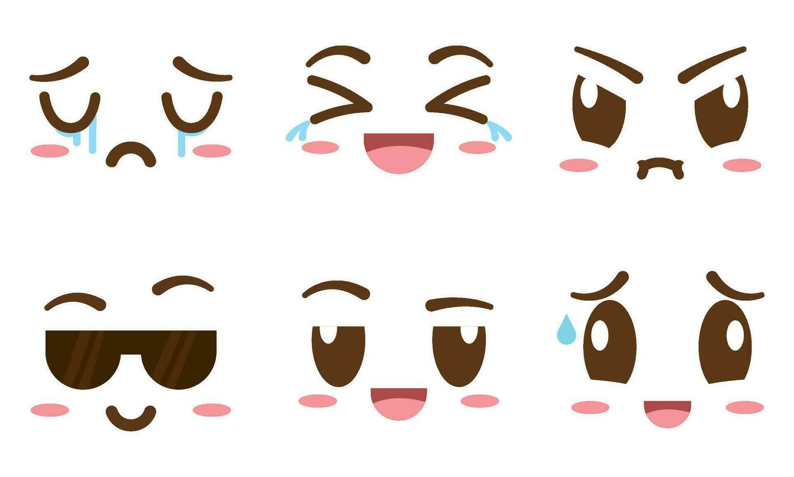 Set of borderless facial expressions Vector