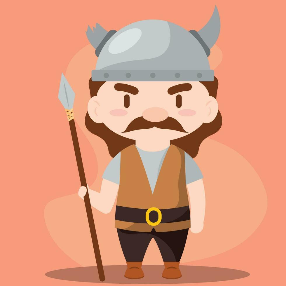 aislado linda masculino vikingo personaje vector