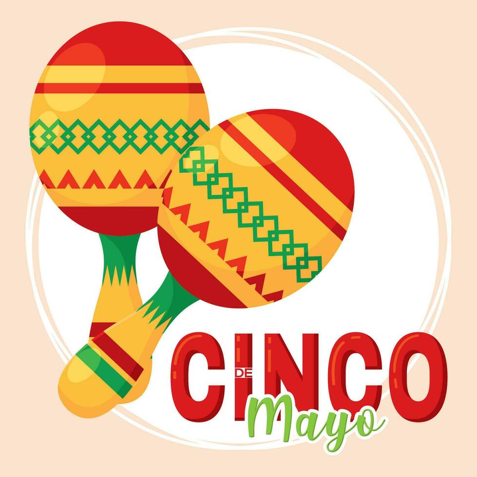 Pair of traditional maracas Cinco de mayo Vector