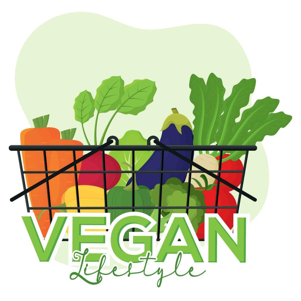 Isolated basket with fruits and vegetables Vegan lifestyle Vector
