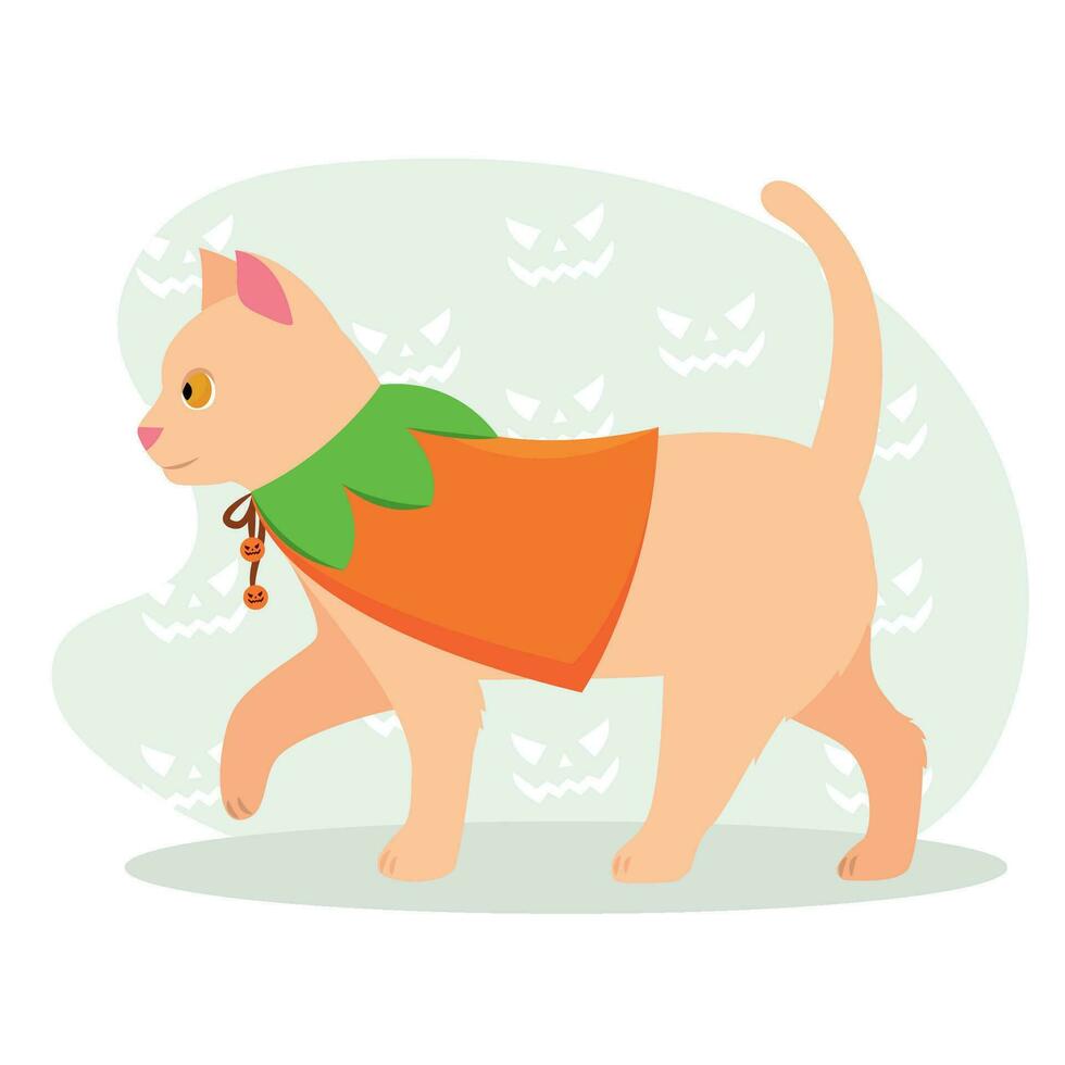 aislado linda gato personaje con un calabaza disfraz vector