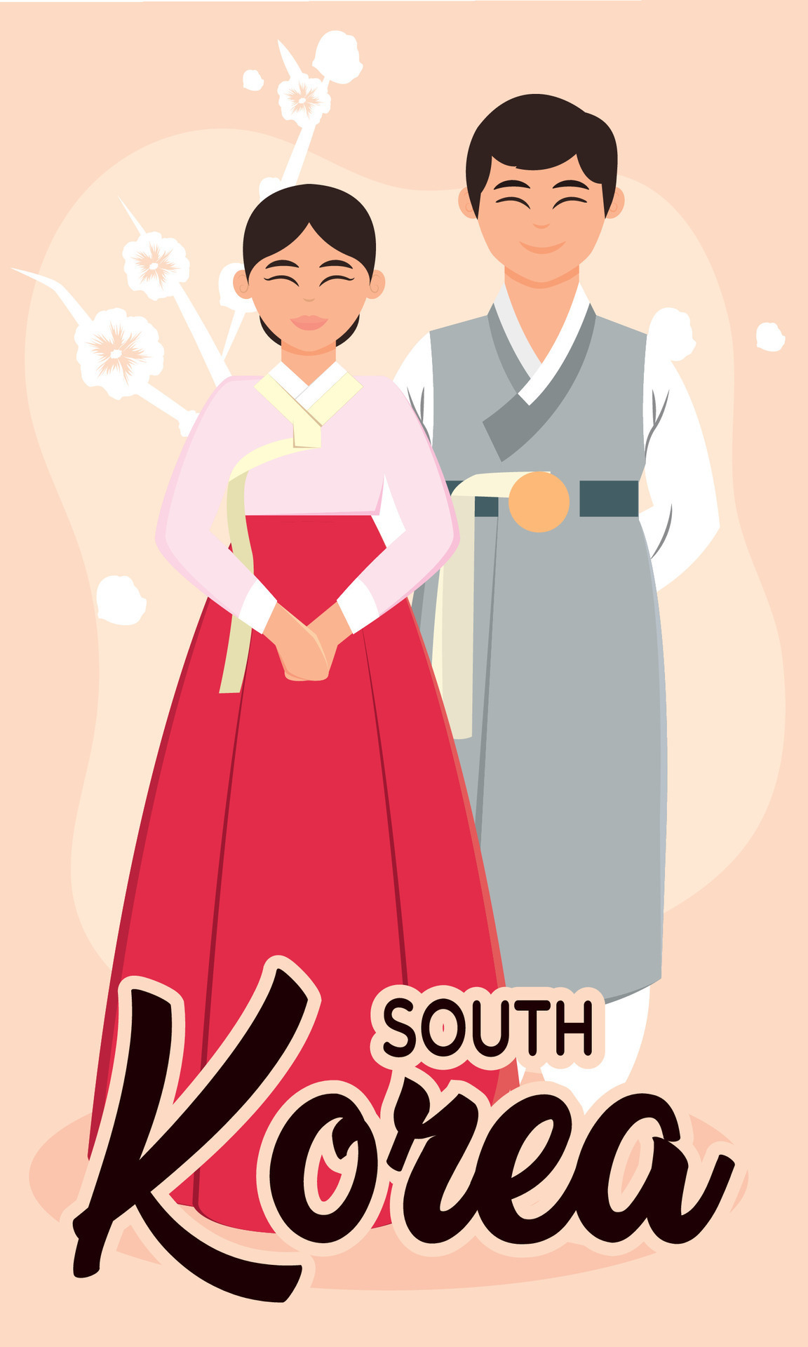 Isolated South Korean coupleTraditional korean clothes Vector 28153657