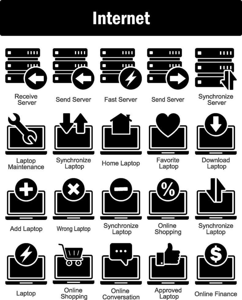 A set of 20 Internet icons as eceive server, send server, fast server vector