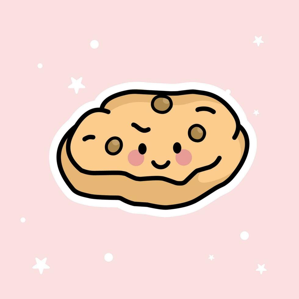 Cute Kawaii Cookies is isolated on a pink background vector