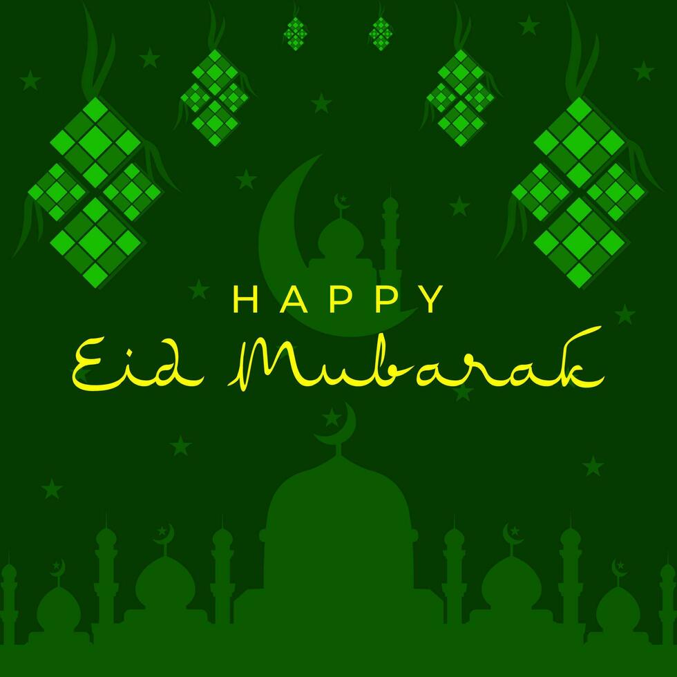 Happy eid mubarak background green design vector