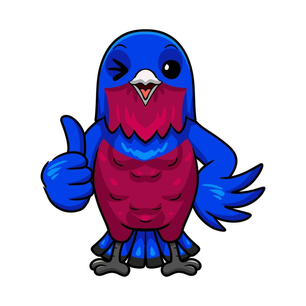 Cute banded cotinga bird cartoon giving thumb up vector