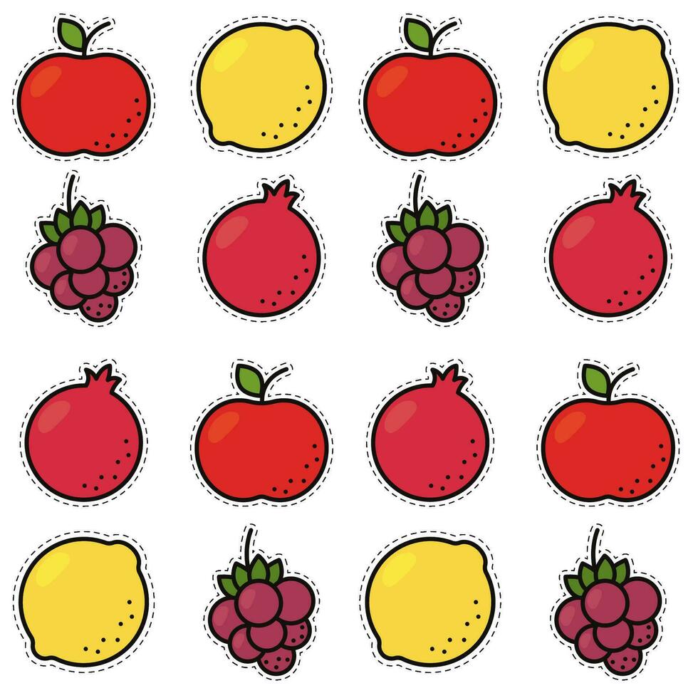 Seamless pattern background with set of fruit icons Vector