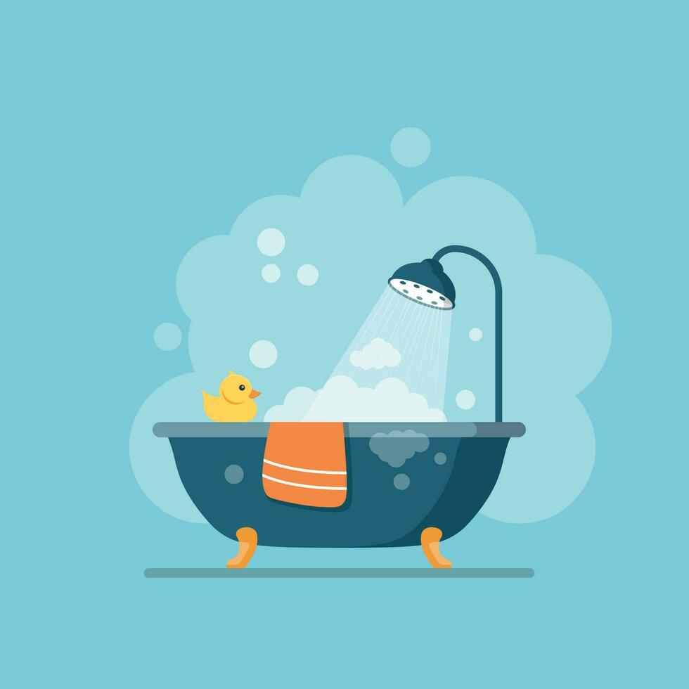 Bath icon in flat style. Bathroom vector illustration on isolated background. Bathtub sign business concept.
