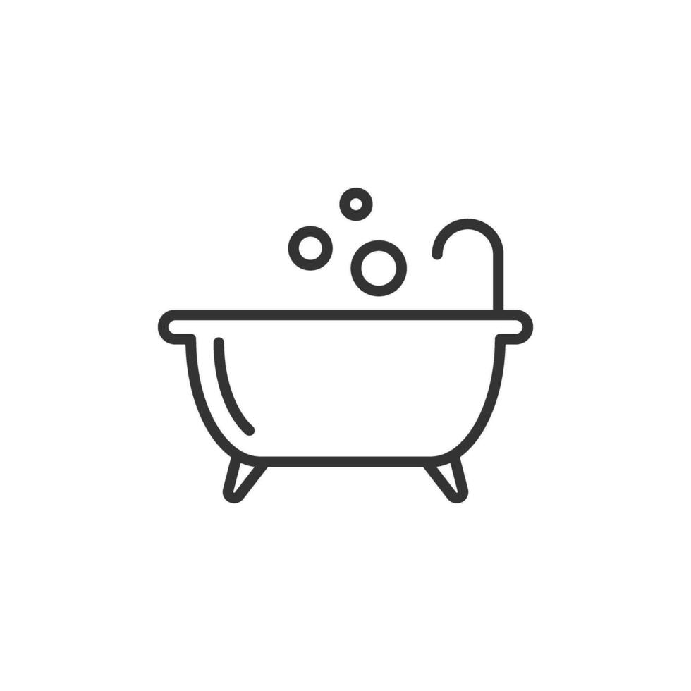 Bath icon in flat style. Bathroom vector illustration on isolated background. Bathtub sign business concept.