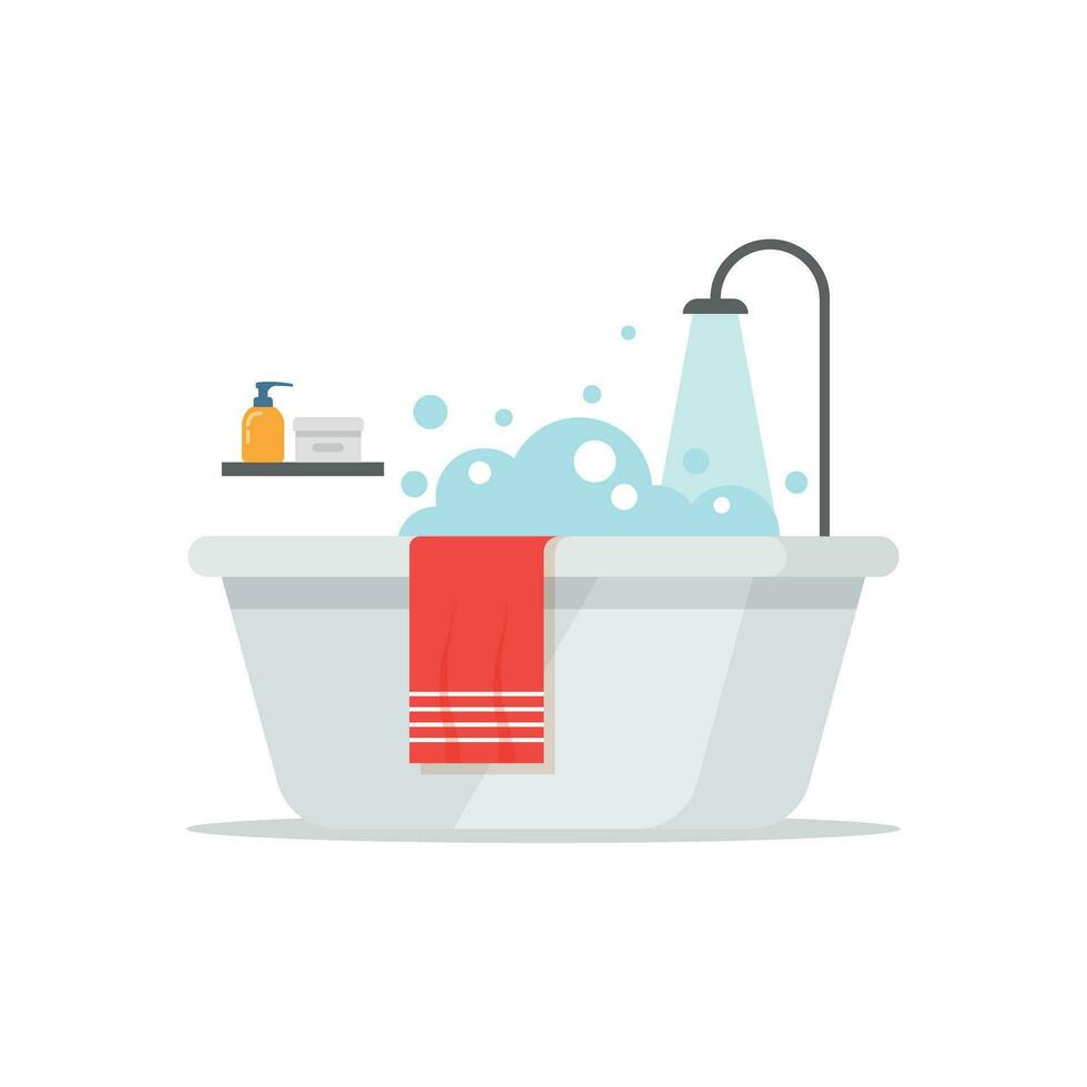 bañera icono en plano estilo. baño vector ilustración en aislado antecedentes. bañera firmar negocio concepto.