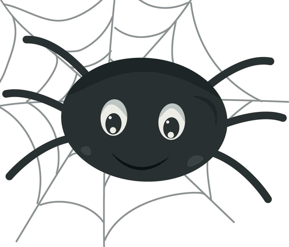 un dibujos animados araña con un negro cara y web vector