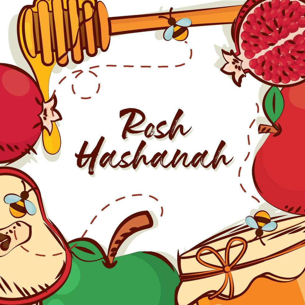 Hand drawn Rosh Hashanah objects Vector