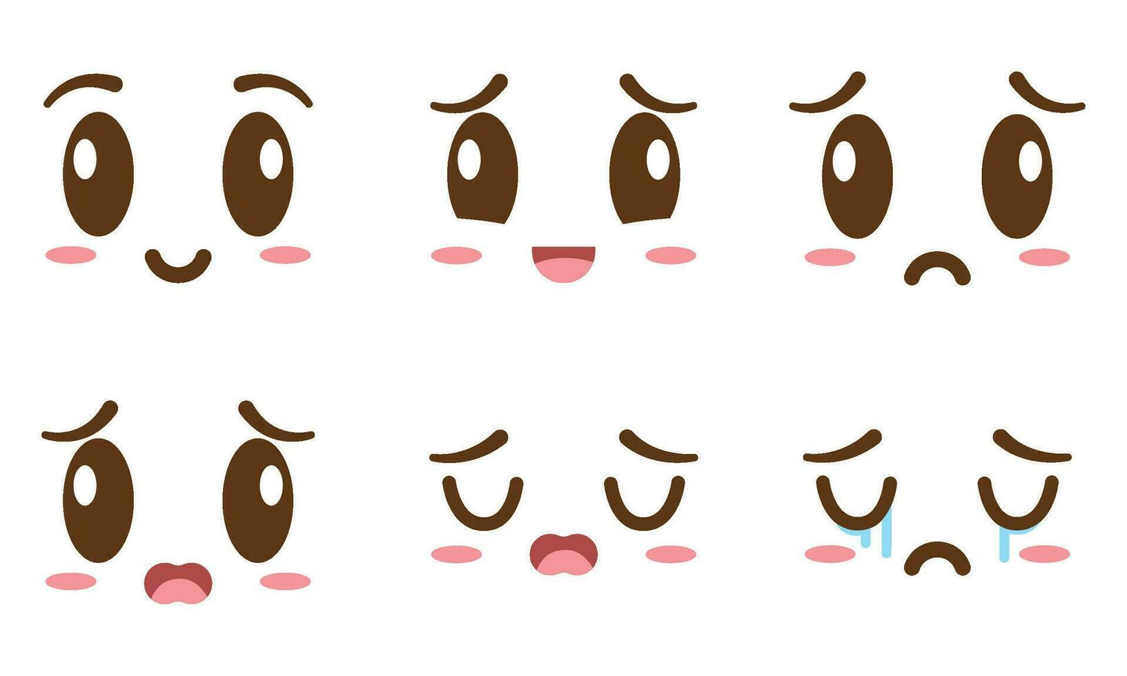 Set of borderless facial expressions Vector