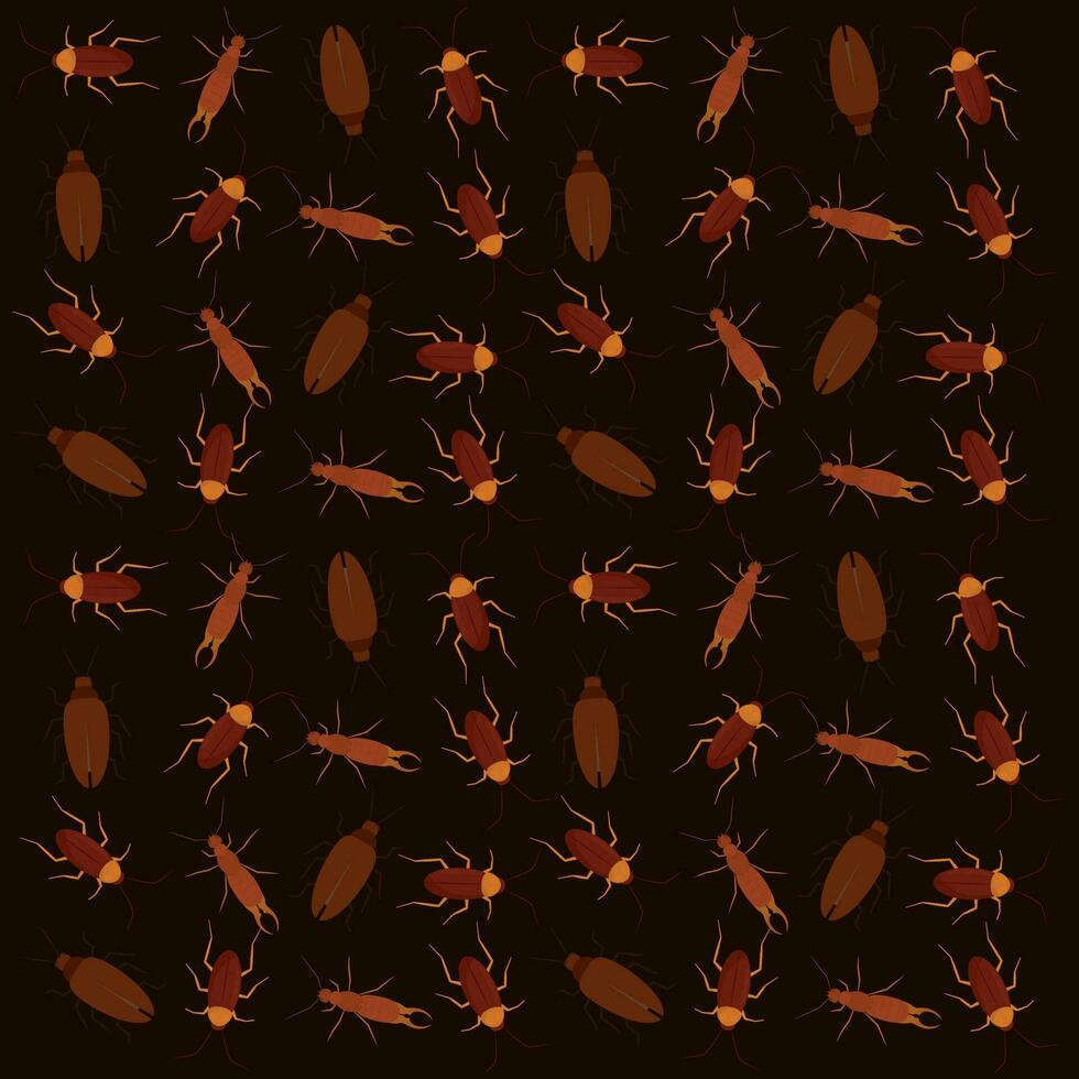 Seamless pattern background with cockroach insect icons Vector