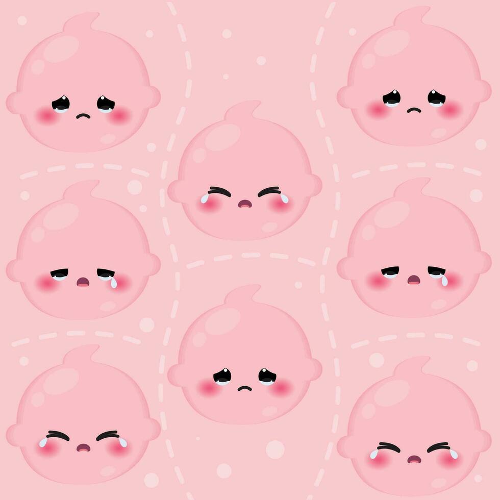 Seamless pattern background with baby emoji icons Vector
