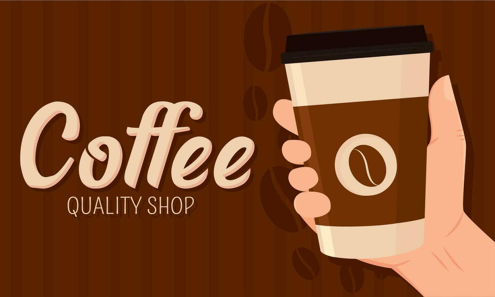 Horizontal coffee quality shop poster Vector