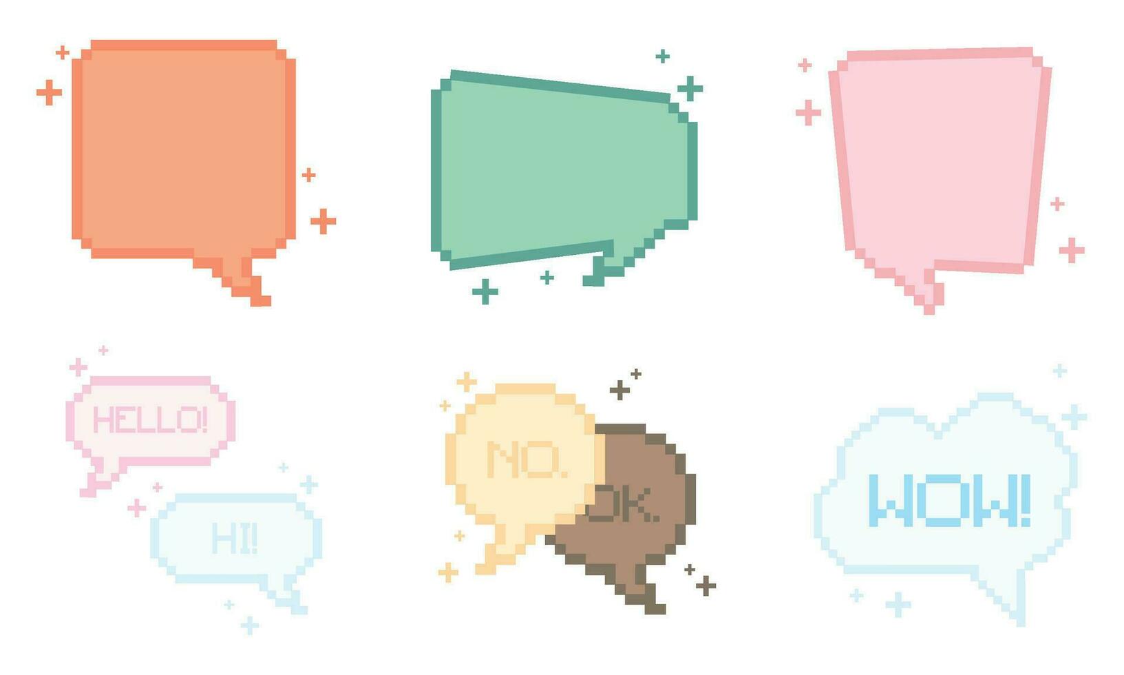 Set of pixelated comic speech bubble chats Vector