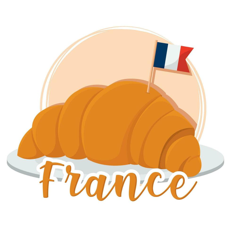 Isolated colored french croissant with a flag France concept Vector