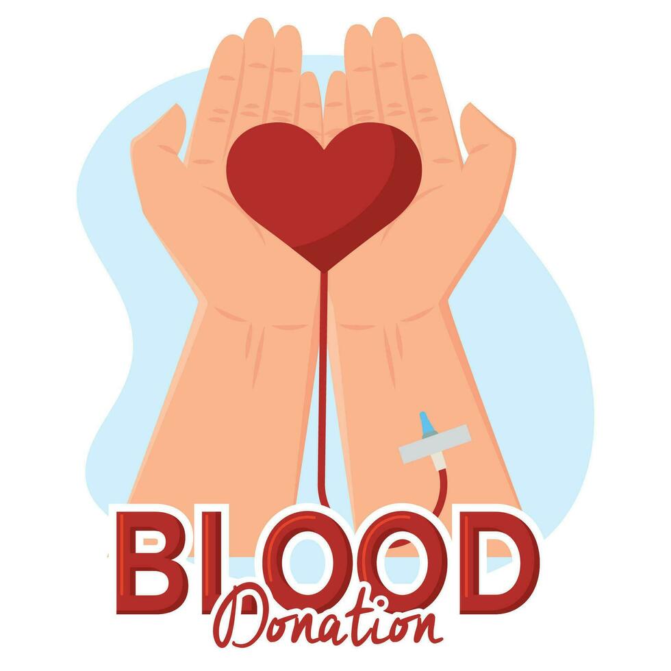 Pair of hands holding a heart shape connected to arm Blood donation Vector