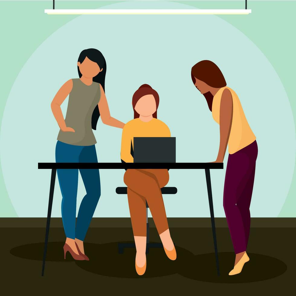 Group of people characters working on a coworking office Vector