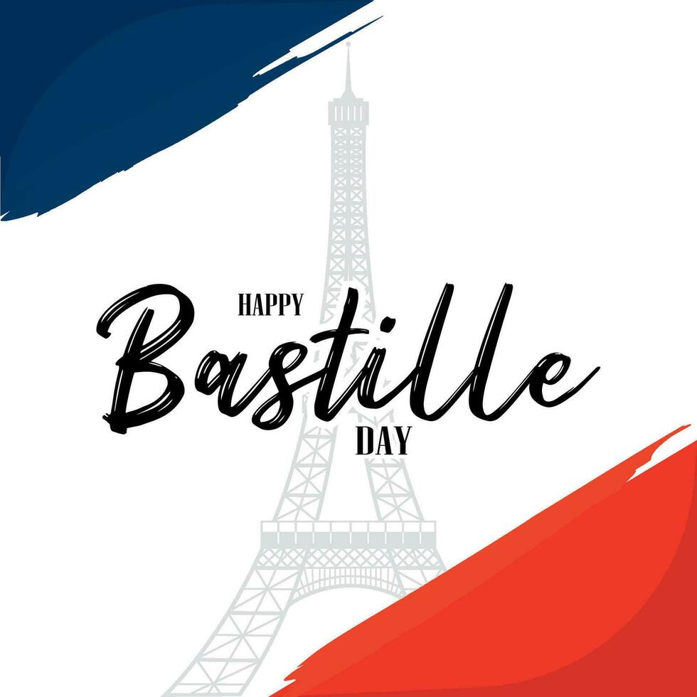 contento Bastille día modelo con eiffel torre punto de referencia en antecedentes vector