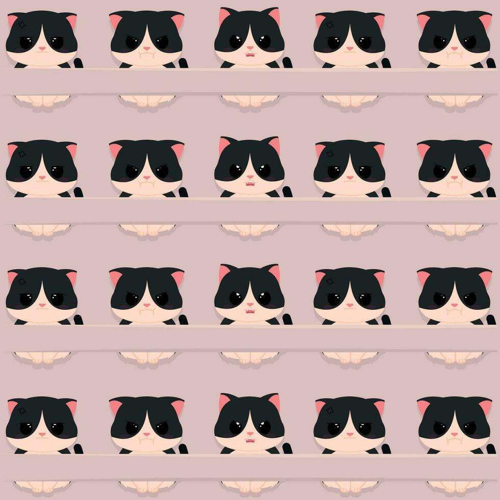Seamless pattern background with cat emoji avatars Vector