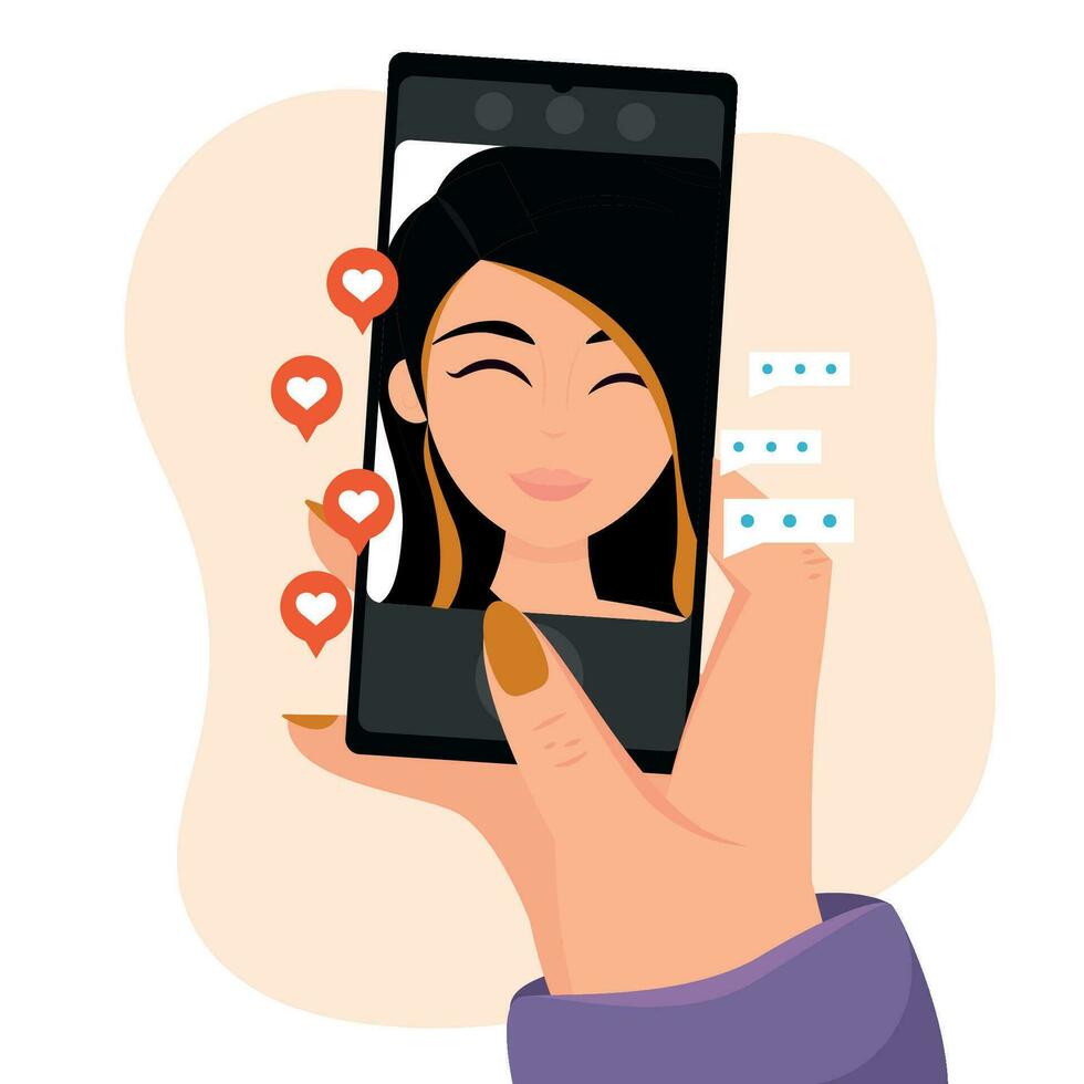 Isolated smartphone Facetime live Concept mobile app Vector